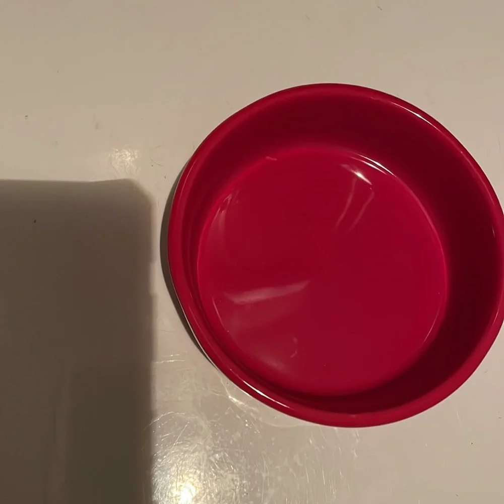 Rae Dunn pet dish dog cat red gold artisan collection magenta